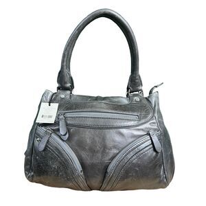 NWT Cole Haan Leather Silver & Taupe Handbag Anthracite Felicity II Shoulder